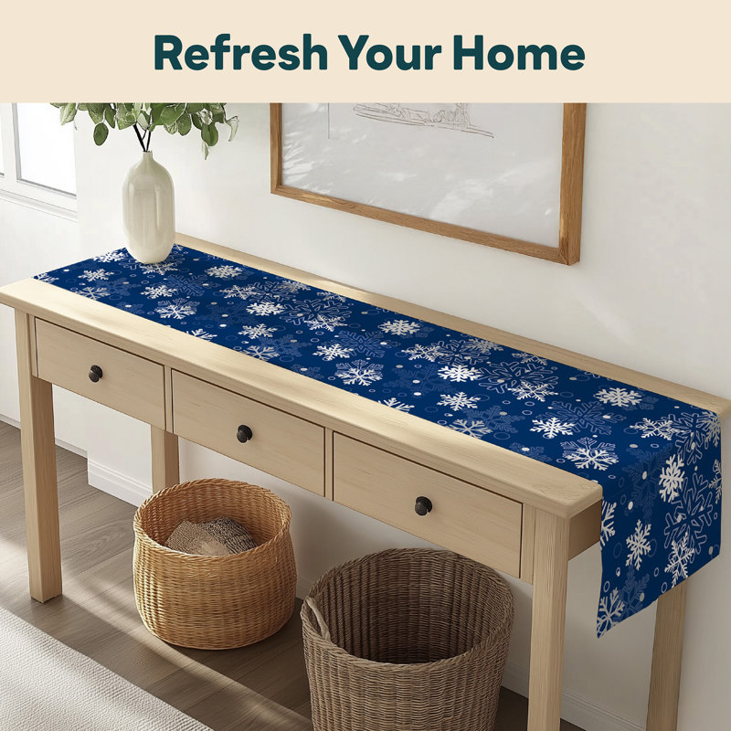 Eustis Geometric Table Runner, 108" L x 14" W, Navy