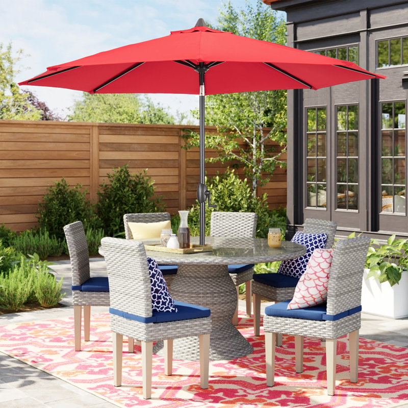  Parasol de marché 9 pi / 11 pi Sunbrella, 9 pi, Rouge jockey
