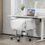 Chaise de bureau à haut dossier, chaise de bureau inclinable avec repose-pieds, coussin épais, mousse à haute résilience, hauteur réglable, roulettes, blanc crème