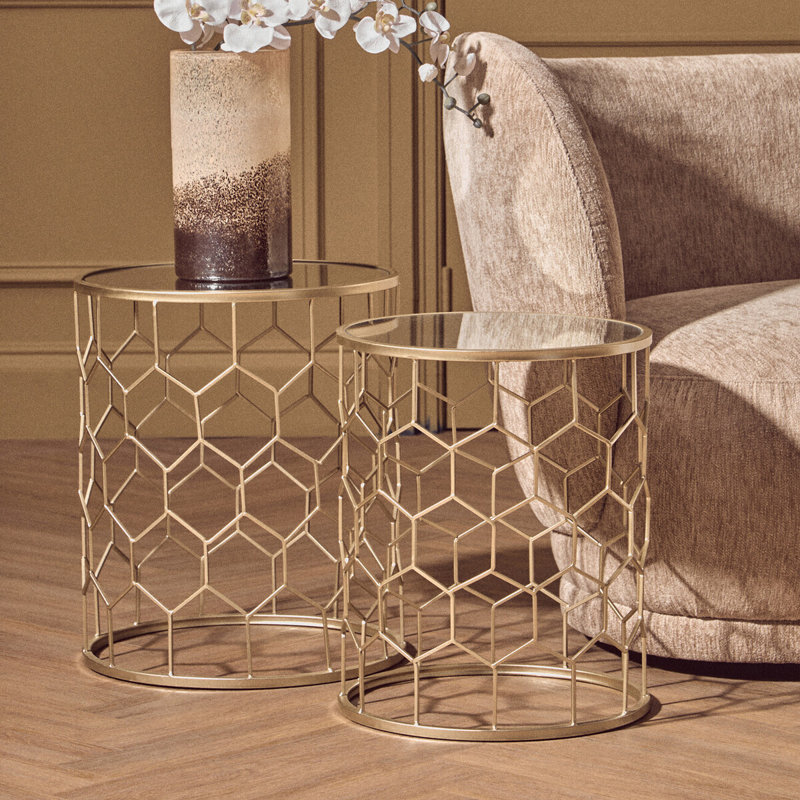 Gannaway Glass Top Frame Nesting Tables