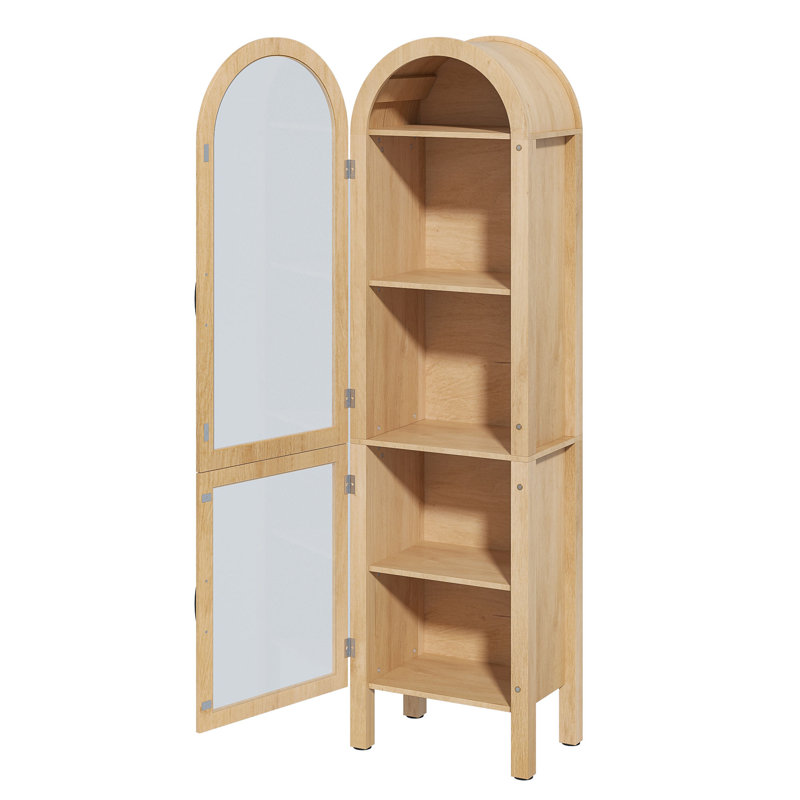 Arched Display Cabinet Bookcase with Glass Doors