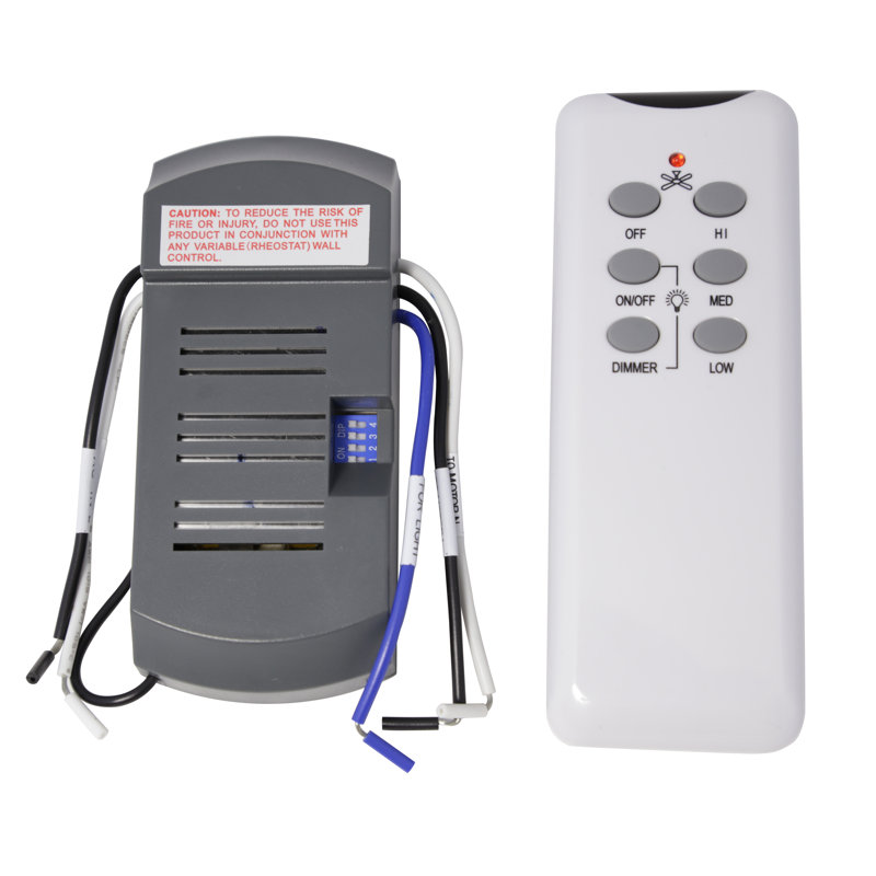 White Handheld Ceiling Fan Remote with Dimmer and 3-Speed Control
