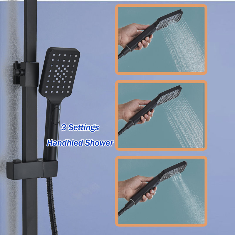 Système complet de robinet de douche, Noir mat