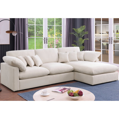 Vellora-121“ Modern Chenille L-Shaped Sectional Sofa With Right-Facing Chaise
