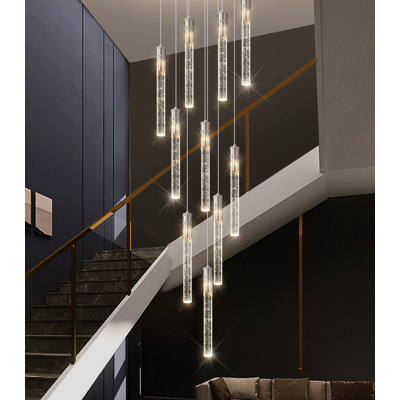 Modern High Ceiling Chandelier Crystal Dimmable Light