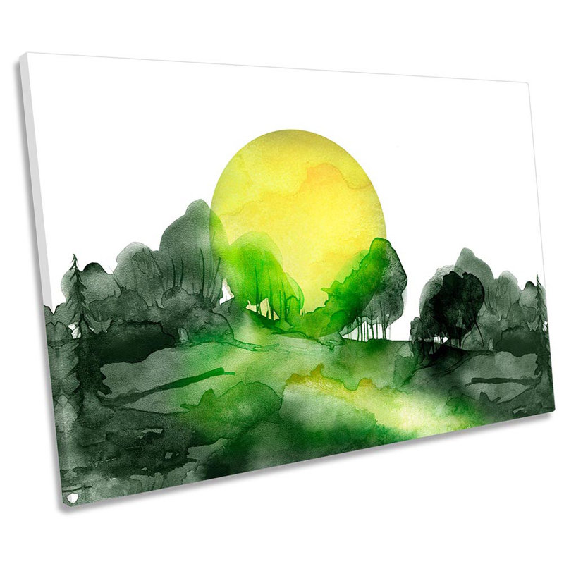 Green Forest Sun Landscape Framed - Wrapped Canvas Print, 30.5cm H x 45.7cm W x 2cm D
