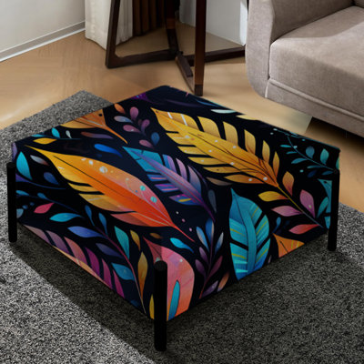 Tribal Dreamscape Feather Motif Boho - Grand repose-pieds carré Boho