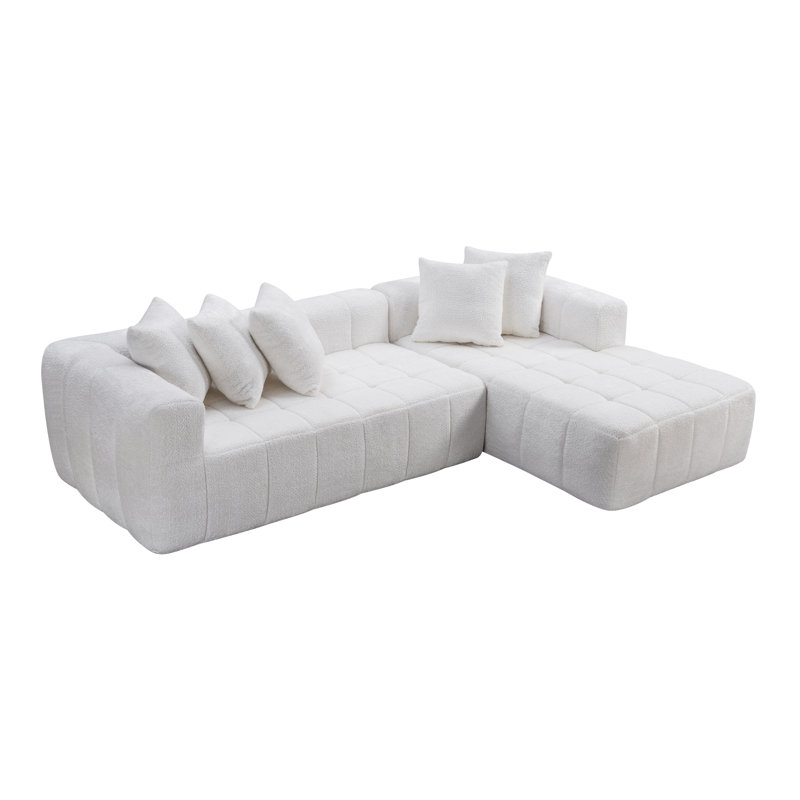 Canapé modulaire 107,9 po Cloud, Blanc / Blanc, Right Hand Facing