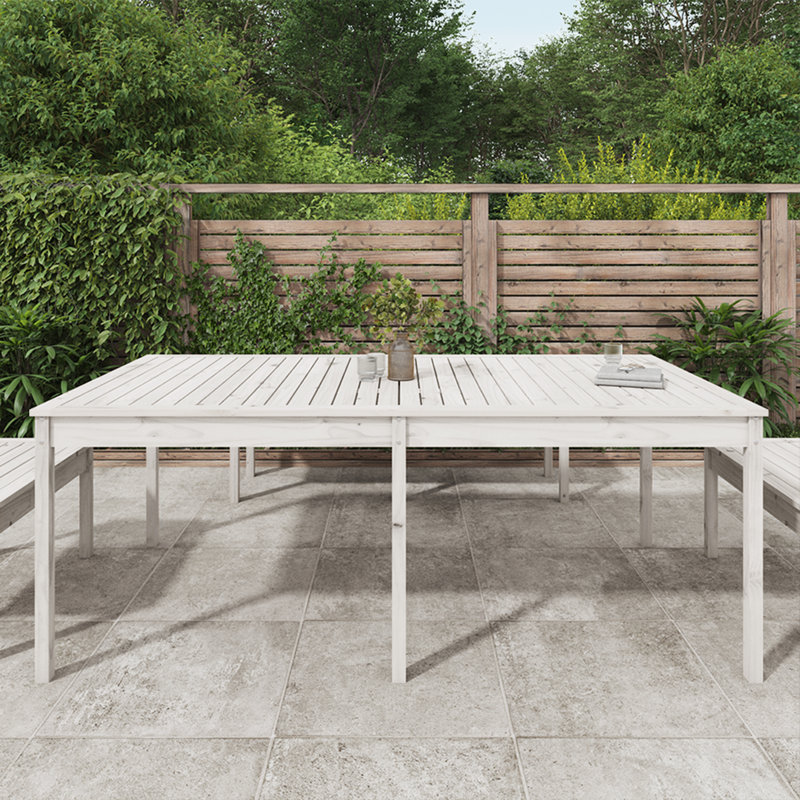 Josephville Rectangular Pine Outdoor Dining Table , cm W cm D, 29.92" H x 39.37" W x 80.12" D, White