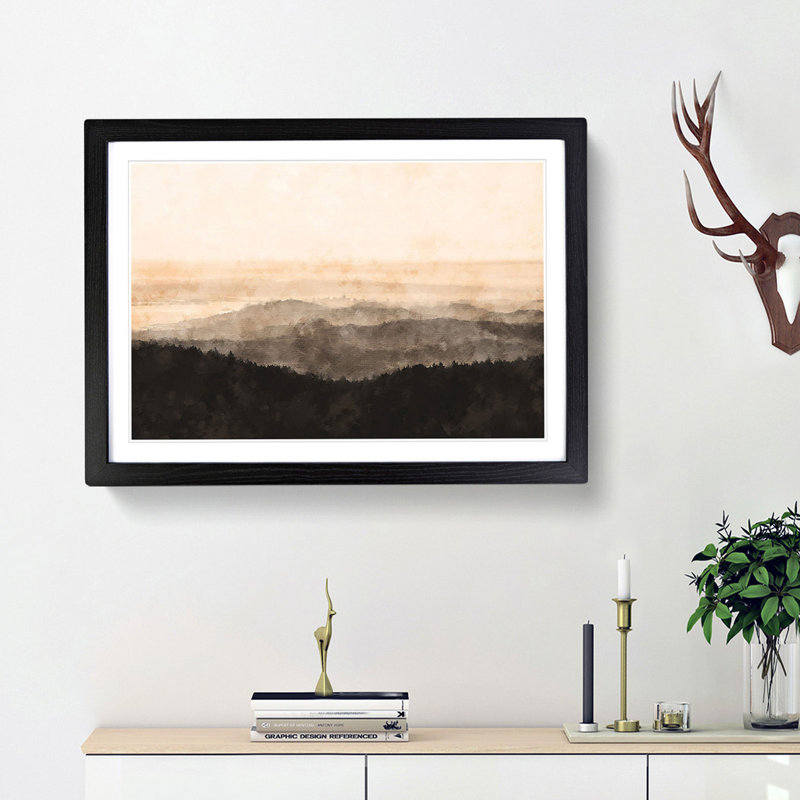 San Francisco Beyond the Hills - Picture Frame Painting Print, 62cm H x 87cm W x 2cm D, Black Framed