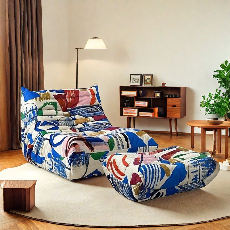 Angelos Upholstered Accent Chair with Ottoman