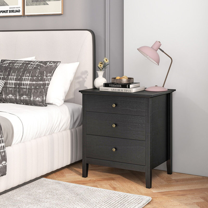 Autry 60 cm W Bedside Table, Black
