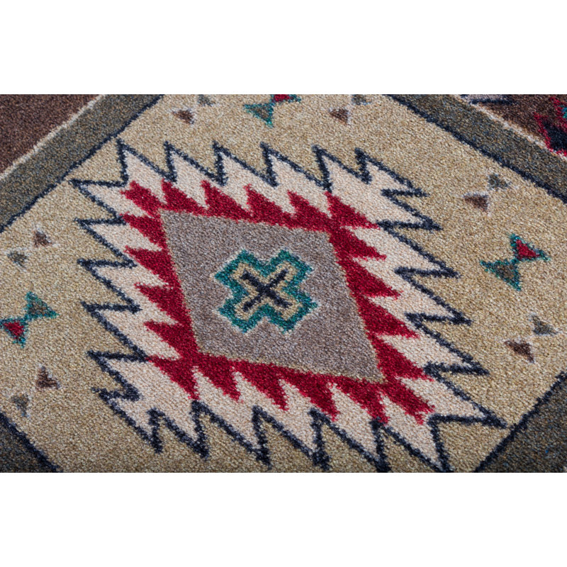 Tapis brun à tissage plat Busselton Southwestern, Rectangle : 2 pi 8 po x 3 pi 11 po