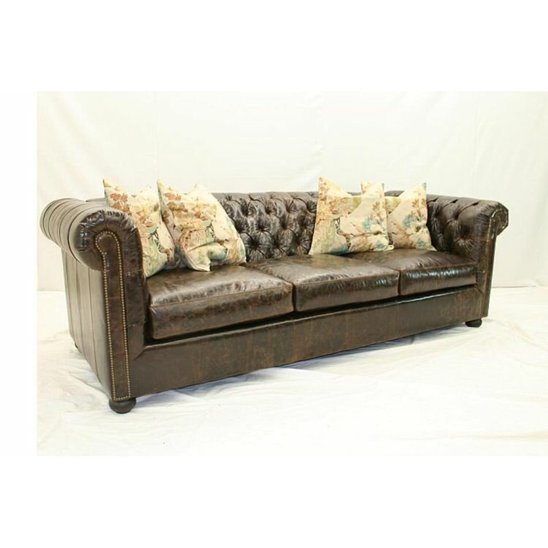Leather Sofa, St. Andrews Moss, French Dark Cherry, Natural