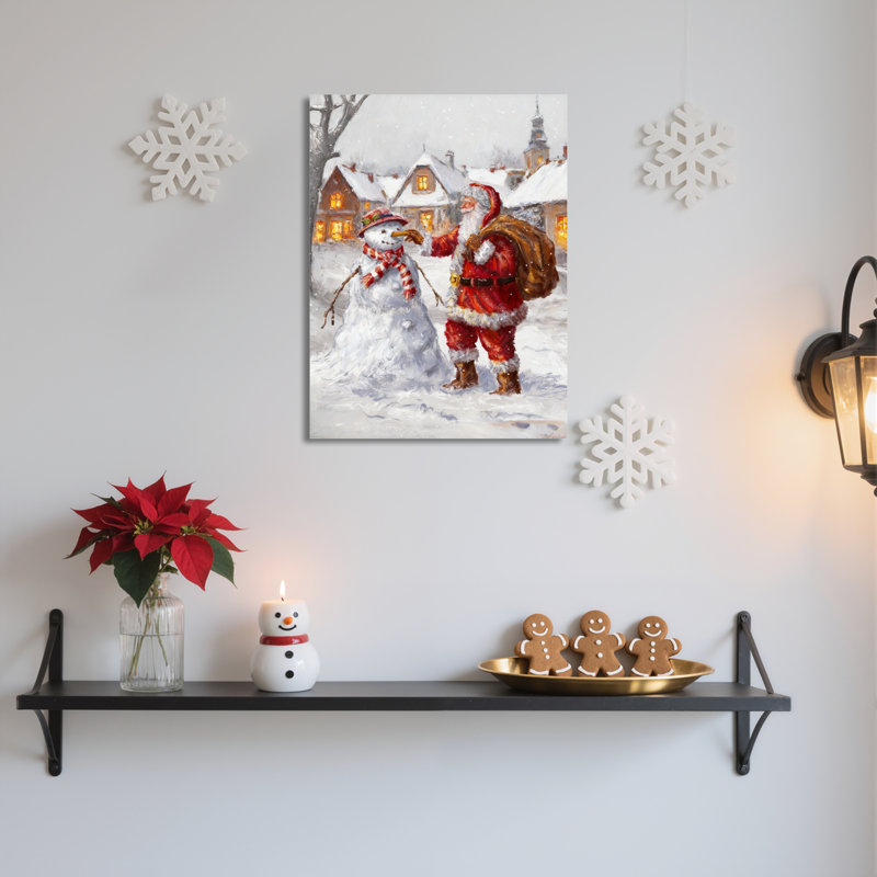 «Santa Snowman Winter», art mural sur toile, H 18 po x l 12 po