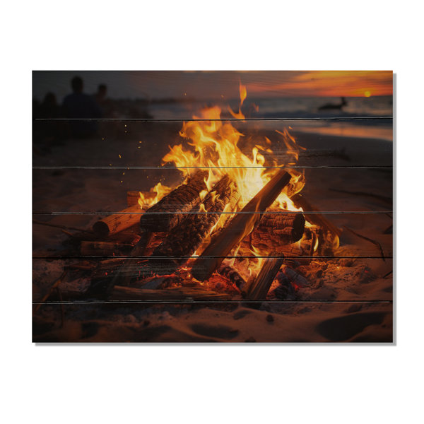 Rosecliff Heights Lavila Beach Photo Beach Bonfire III On Wood Print ...