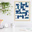 «Bauhaus Inspired Geometric Print 1» en bleu et bleu sarcelle par le Creative Bunch Studio, reproduction d'art encadrée-1887416394-1887416399