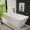 Baignoire autoportante en acrylique, baignoire moderne avec drain mat et trop-plein noir, blanc brillant, conception ergonomique profonde, isolation à double paroi, baignoire certifiée CUPC