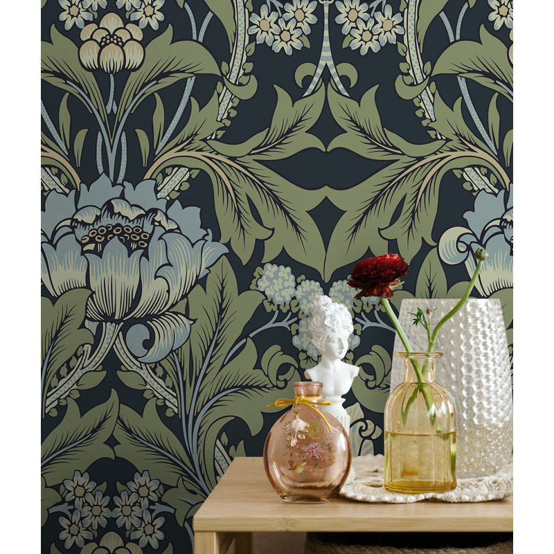 Rouleau floral Chelly, Bleu marine