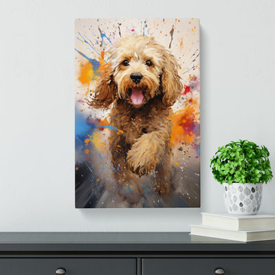 Cockapoo Action Painting - Wrapped Canvas