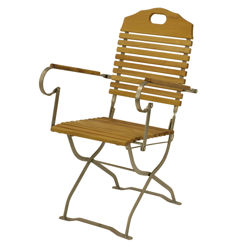 Plum Folding Patio Dining Armchair with Cushion, Metal colours