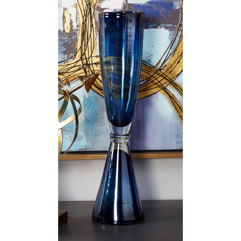 Vase de plancher en verre Boaman, Gris, H 23 po x l 6 po x P 6 po
