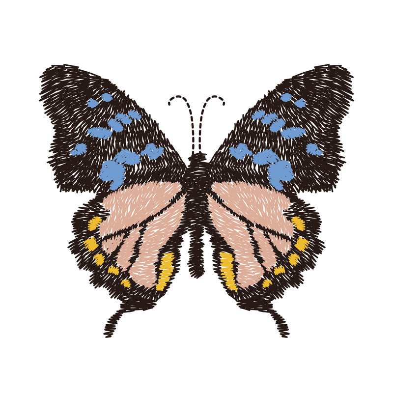 Embroidery Butterfly Design - Wrapped Canvas Print, 91cm H x 91cm W x 3.8cm D
