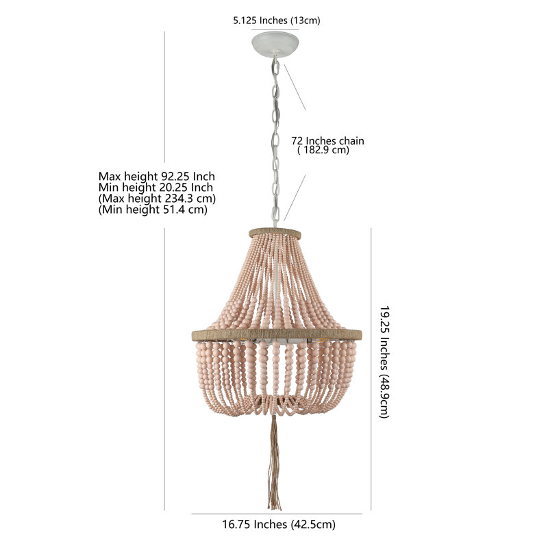 Llandel 3 - Light Dimmable Empire Chandelier, Blush