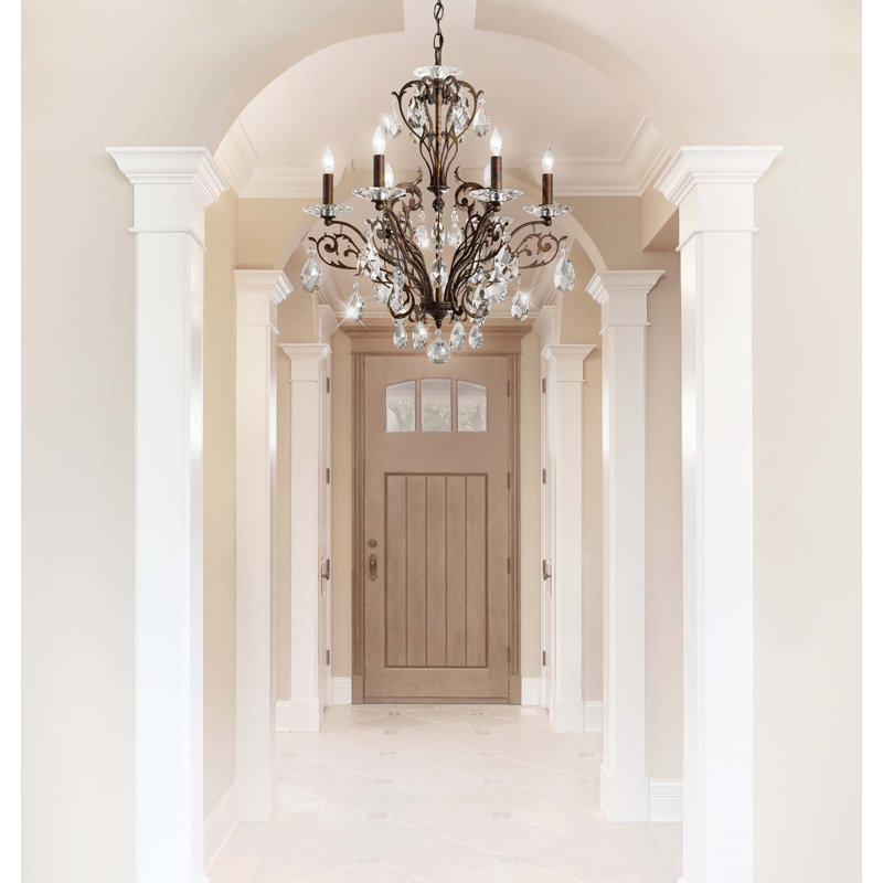 Filigrae 6 Light 22.5in x 26in Chandelier in Heirloom Gold with Clear Heritage Handcut Crystals, Heirloom Bronze
