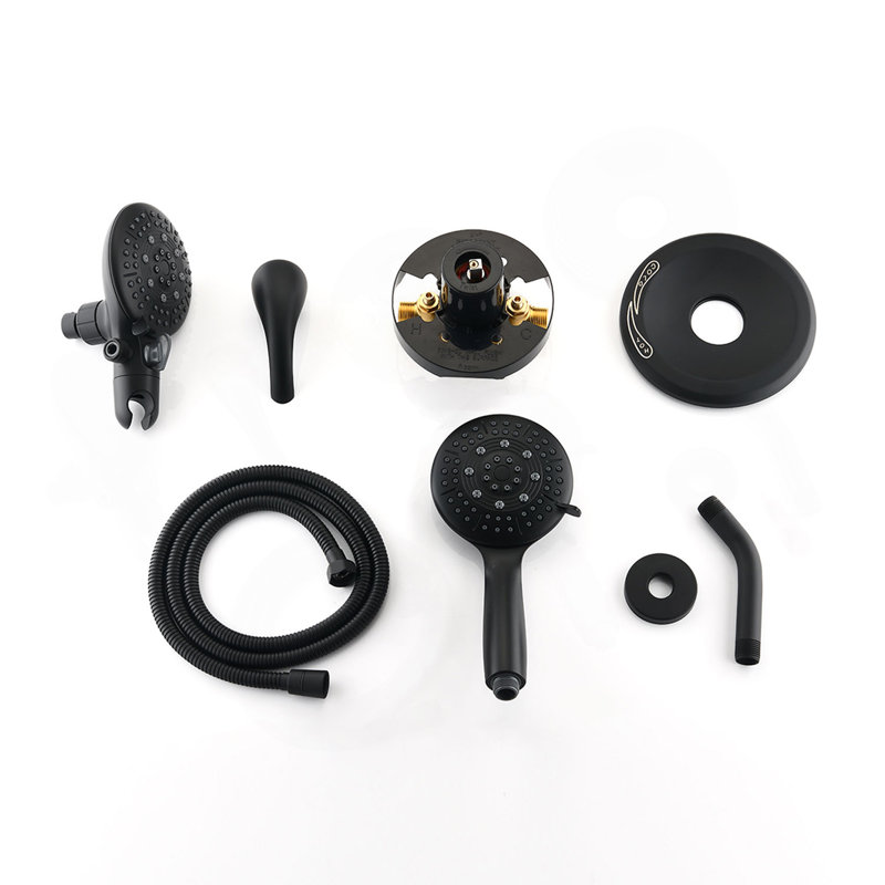 Classic High Pressure Single Handle 6-Spray Patterns Rain Shower Head With Handheld Shower (Valve Included), Matte Black