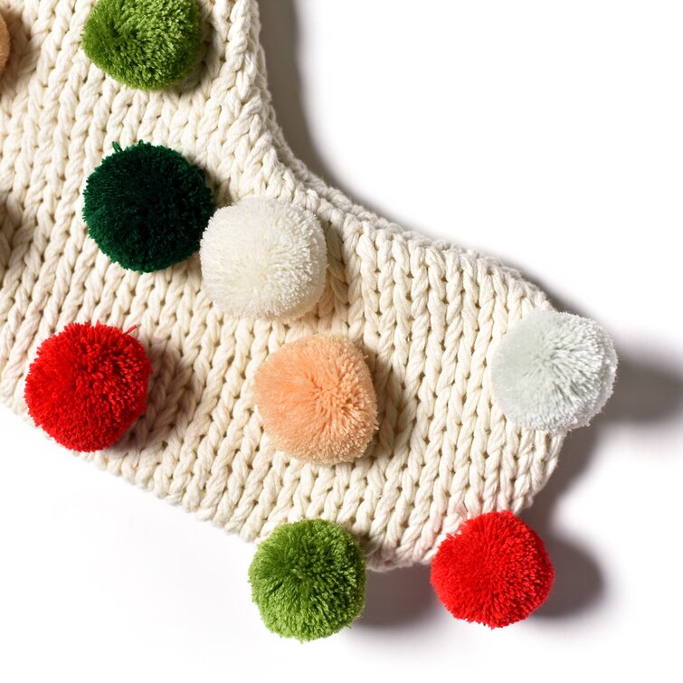 Coton Colors Knit Stocking with Pom Poms