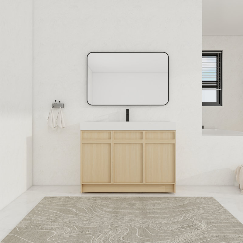 Ensemble de meuble-lavabo simple autoportant 48 po avec plateau en résine 48 po