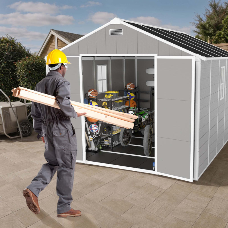 Campcraft Resin Storage Shed, High Quality Pp Material, Strong Structure, Waterproof, Rust And UV Proof, Large Storage Space, 12Mm Thick Pp Board, HD Window Lighting