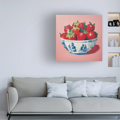 Art mural sur toile tendue - "The Strawberry Pavilion I" par Paula Freeman pour décoration de salon, de chambre à coucher ou de bureau - 18 x 18