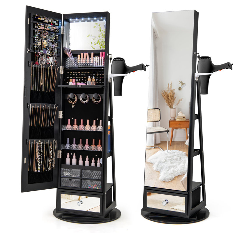 Freestanding Jewelry Armoire, Black