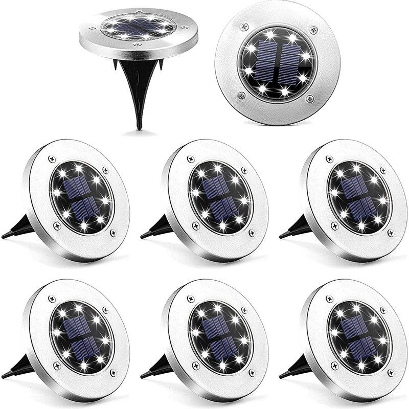 White Low Voltage Solar Powered Integrated LED Metal Pathway Light Pack