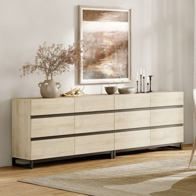 Buffets multifonctionnels, buffet moderne 2 en 1 avec 12 tiroirs et base en métal, armoire de rangement pour la cuisine, armoire à café