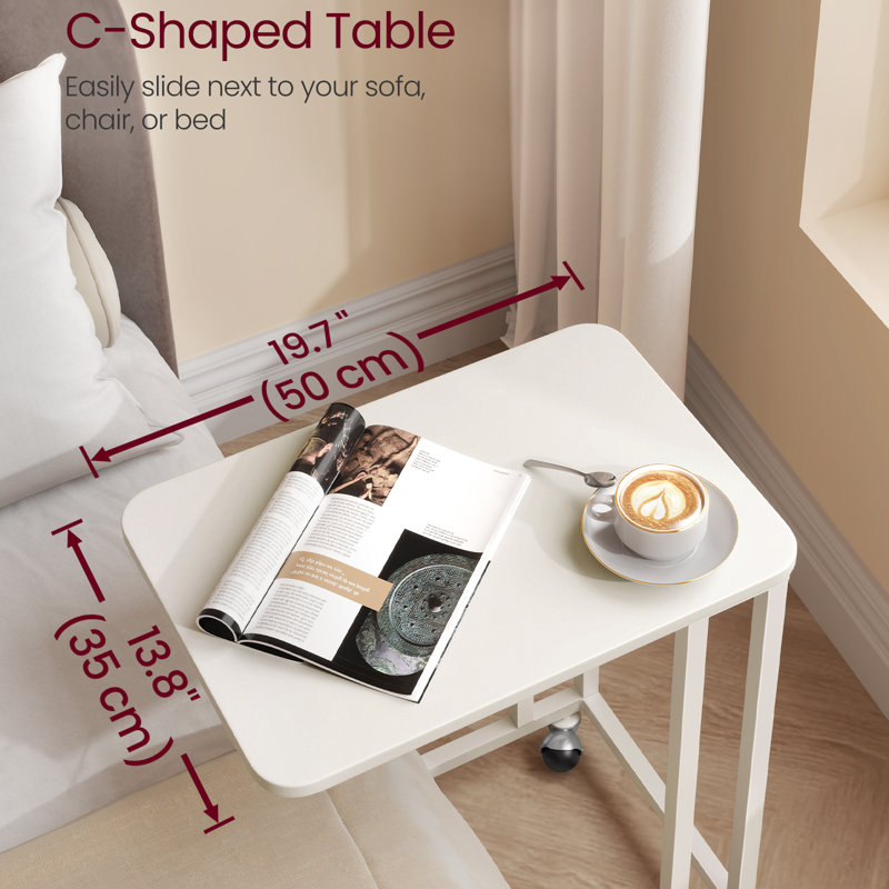 Sashko End Table, Cream White Top/White Base