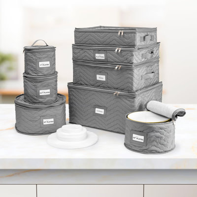 Non-woven Fabric Dinnerware Storage Set with Felt Dividers Included