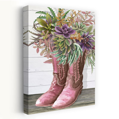 «Cowgirl Succulents II», art abstrait floral fantaisiste rustique