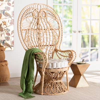 Chaise Bali / Pari Kimiko en rotin naturel avec coussin