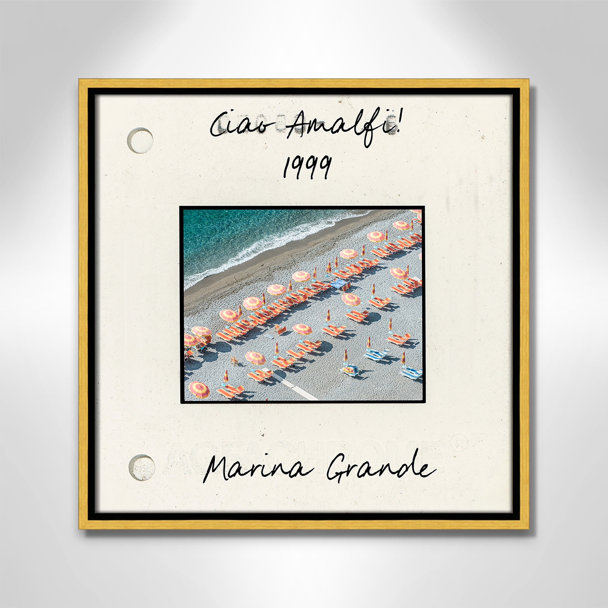 Amalfi, Italy - Marina Grande Print by Danita Dalmont, Gold Floater Framed Canvas, 17.5" H x 17.5" W x 2" D