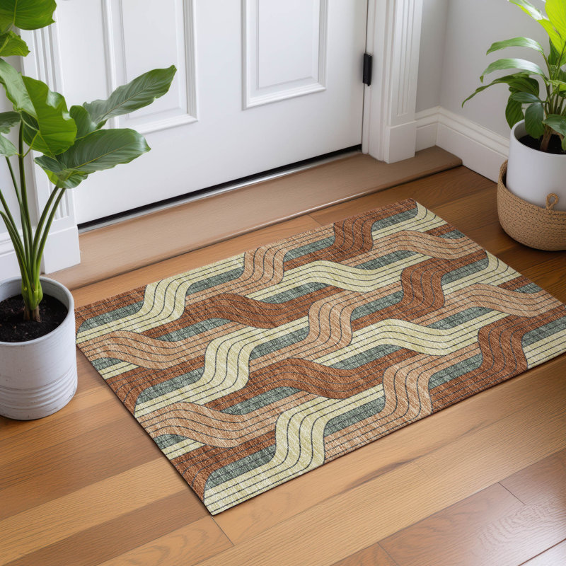 Machine Washable Indoor/Outdoor Lockway ACN2422 Mid-Century Modern Rug, Rectangle 1'8" x 2'6"
