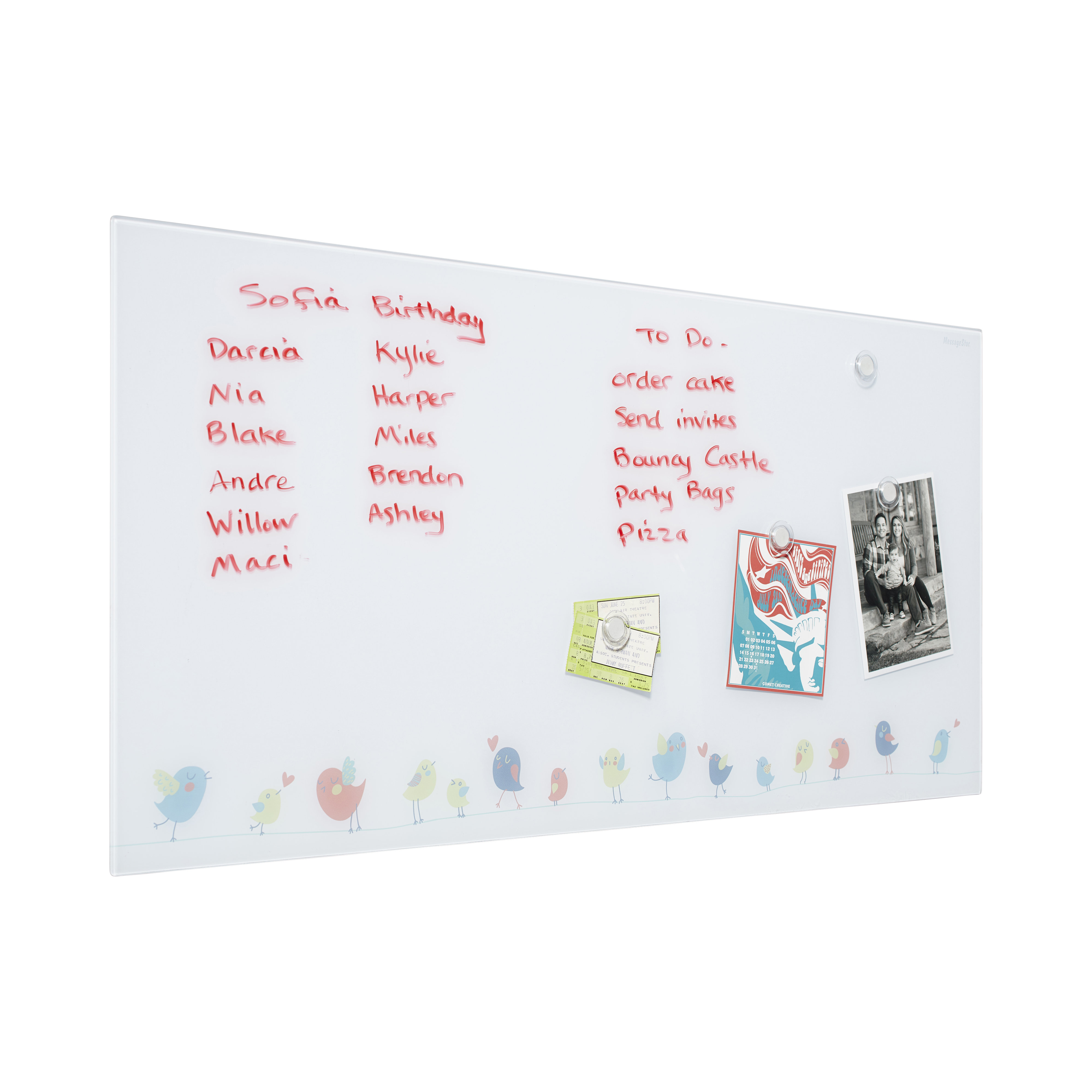 ECR4Kids MessageStor DryErase Glass Board with 18in