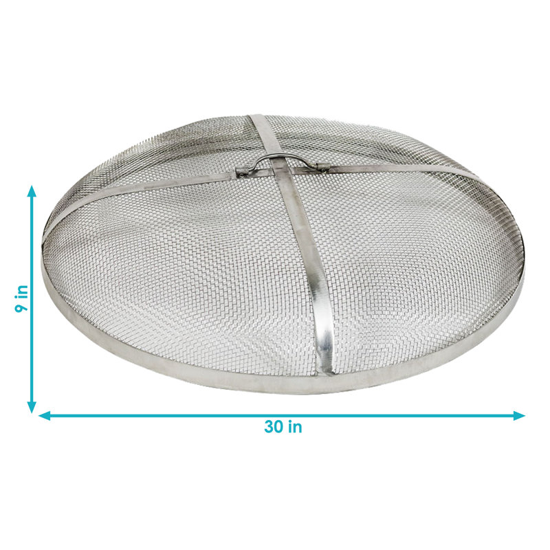 30-Inch Silver Stainless Steel Mesh Fire Pit Spark Screen Cover