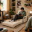 Fauteuil convertible 30,7 po en velours côtelé avec dossier réglable, fauteuil-lit pliable pour chambre d'ado, chambre de dortoir et petits espaces-901952357
