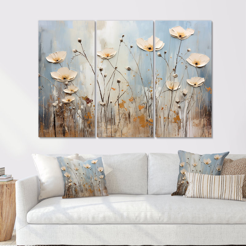 «Wildflowers Botanical Beauty V - Wildflowers», ensemble de reproduction d'art mural, Toile tendue
