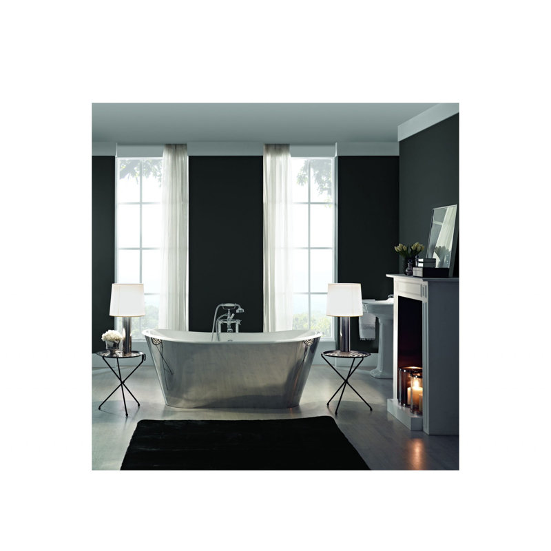 Baignoire de trempage autoportante en fonte 68 po. X 28 po. Bjorkland, Intérieur blanc et extérieur personnalisé