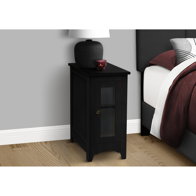 Table de chevet en placage noir avec objet décoratif: table d'appoint pour la chambre à coucher Rangement: Narrow Living