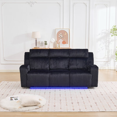 Canapé inclinable électrique 85 po en tissu avec chargeur USB et lumières DEL